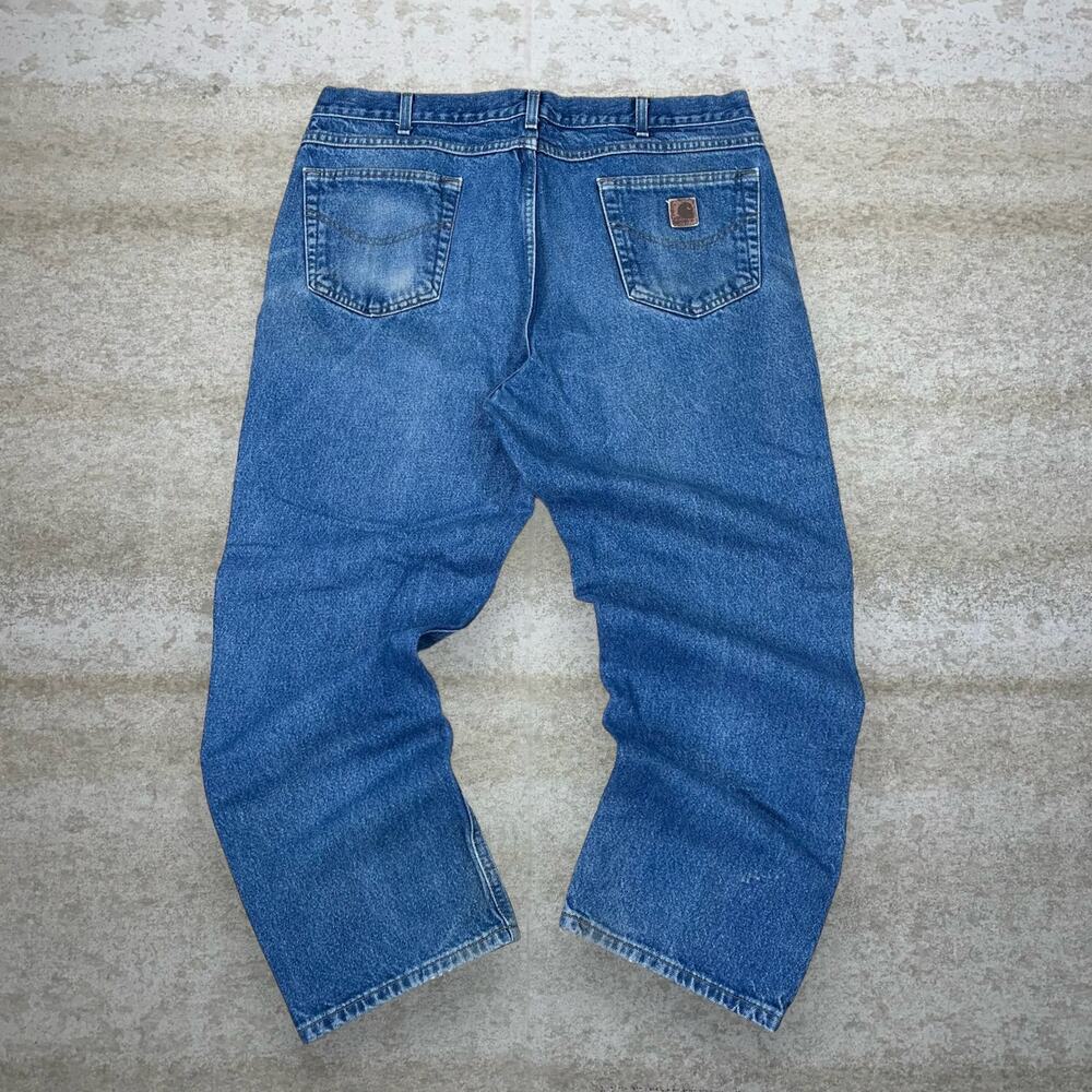 Vintage 90s Carhartt Jeans 40x30 Relaxed Fit Medium Wash Work Wear Denim Leather